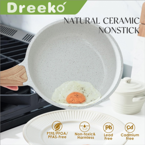 Beige Die Cast Ceramic Coating Fry Pan