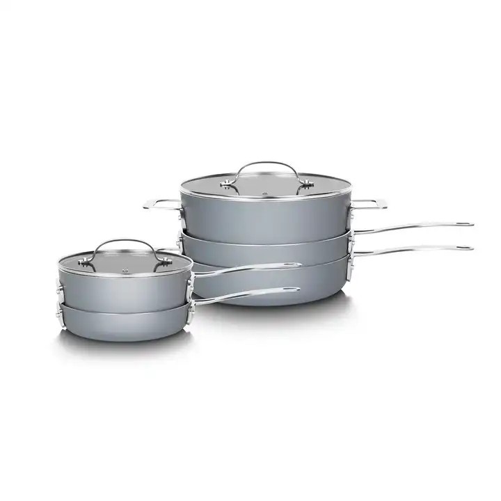 Pressed Nonstick 7pcs Stackable Cookware Set