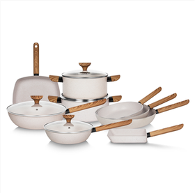 Préselt bézs tapadásmentes márvány edénykészlet