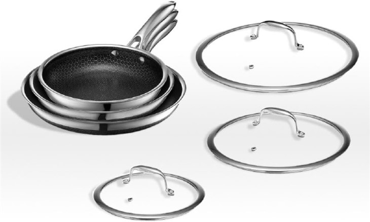 Factory Wholesale Hybrid Fry Pan Set With Glass Lid