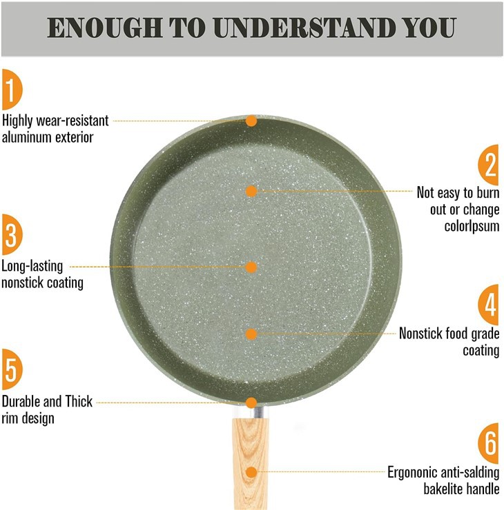 Green 12pcs Casseroles Fry Pan Set With Accessories