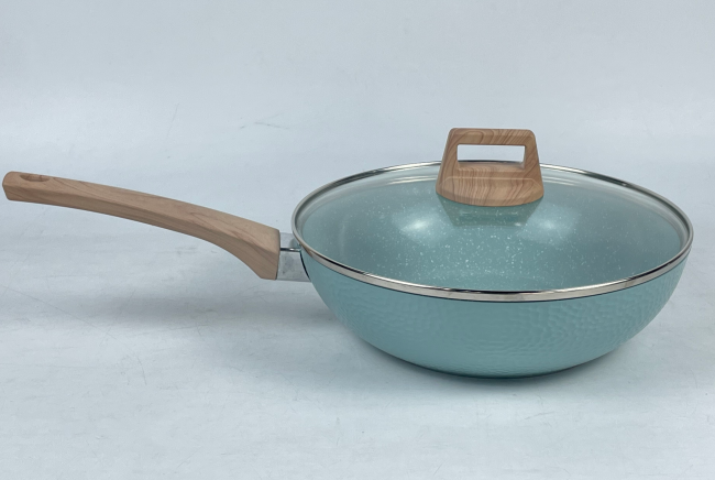 Forged Aluminum Cookware 6 Pcs Green Color Hammer Pattern Ceramic Coating Pots Manufacturer