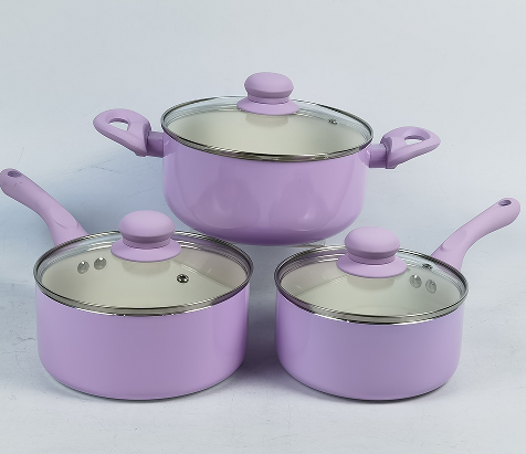 Pink 6 Pcs Pressed 1.5mm 2.0mm 2.5mm Cookware Set Welcome ODM Serivce