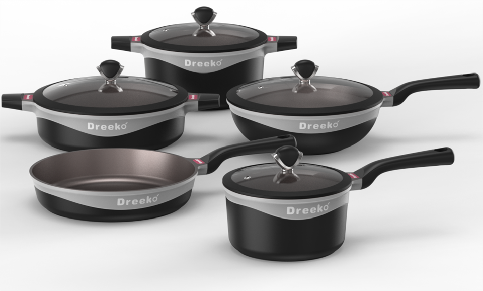 Die Casting Cookware Set With Silicone Lid