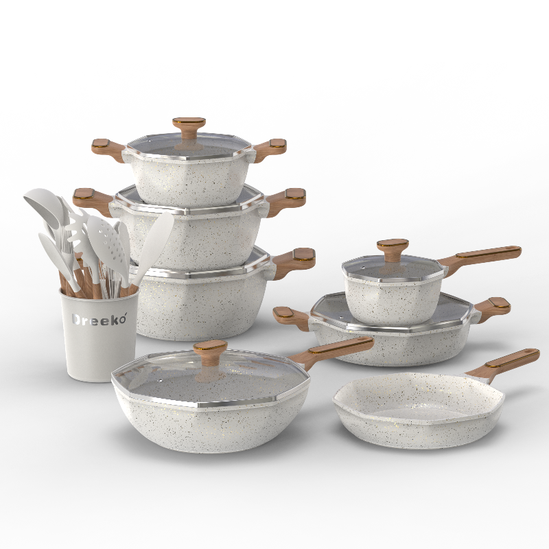 Nyolcszögletű serpenyős szett öntőszett konyhai edénykanállal Üdvözöljük az OEM-et