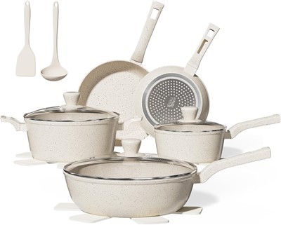 Fehér edénykészlet konyhai edénykészlettel