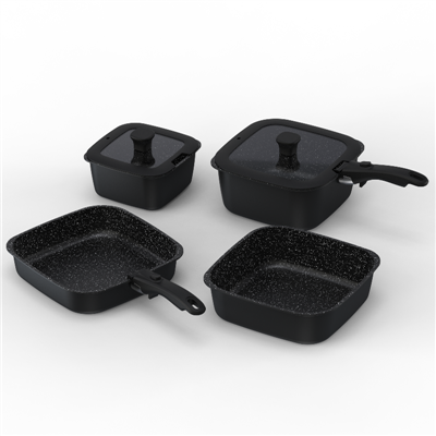 Dreeko Directly Sales Square levehető edénykészlet két szilikon fogantyúval