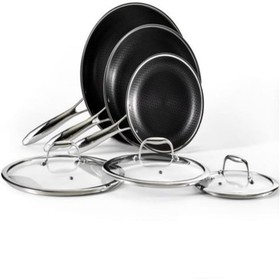 Gyári nagykereskedelmi hibrid serpenyő készlet üvegfedéllel