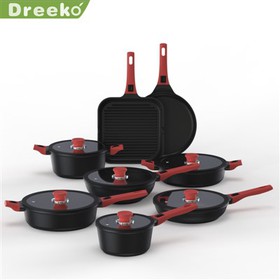 Konyhai főzőszék 14 darab fekete edénykészlet