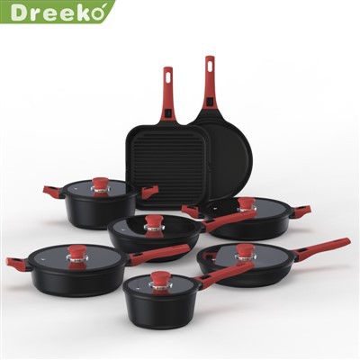 Konyhai főzőszék 14 darab fekete edénykészlet