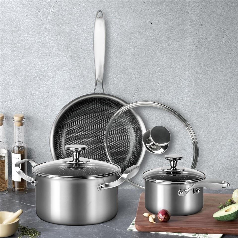 Rozsdamentes acél 3 - rétegelő edények elfogadják az összes főzőlapot