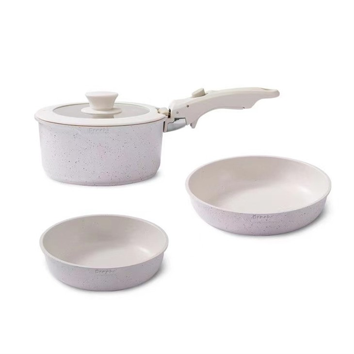 White Marble 5-piece Set With Detachable Handle